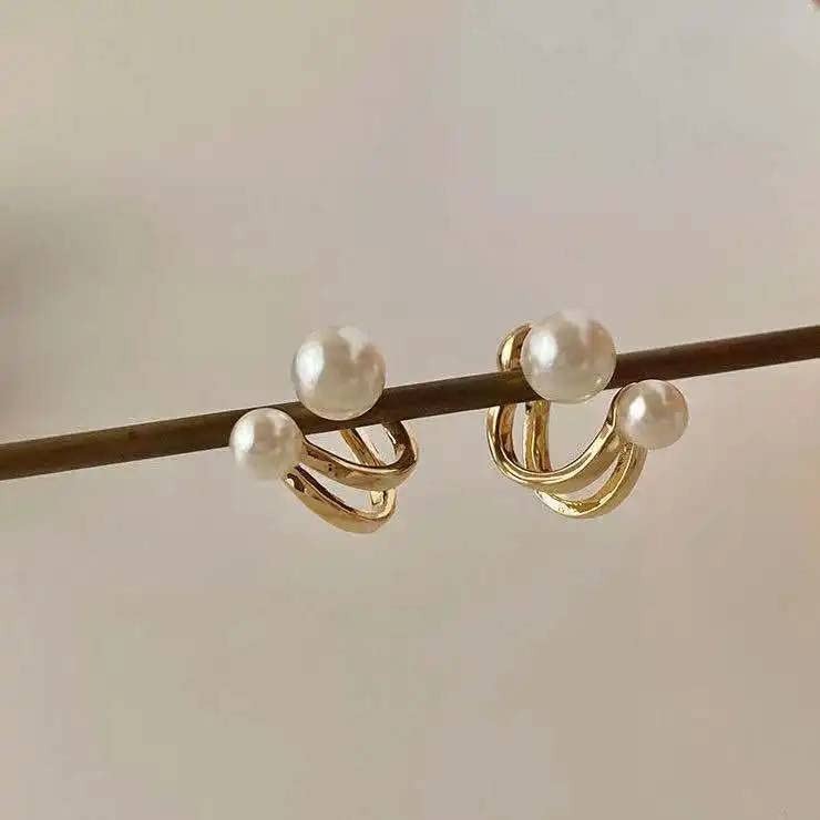 2 in 1 Elegant Double Pearl Stud Earrings