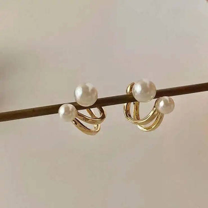 2 in 1 Elegant Double Pearl Stud Earrings