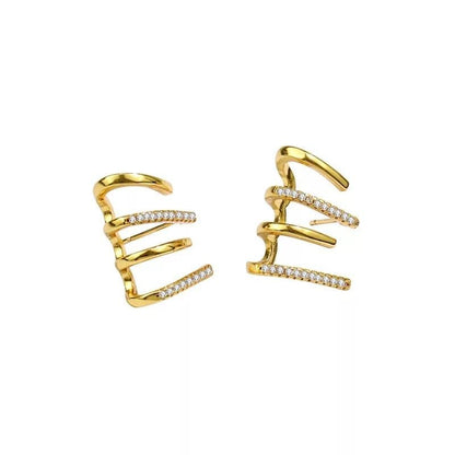 Trendy 4 line fake piercing stud earring