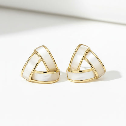 Triangle White Stud Earrings