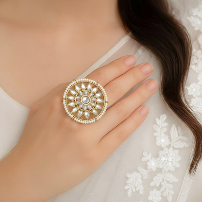 Kundan Pearl Ring