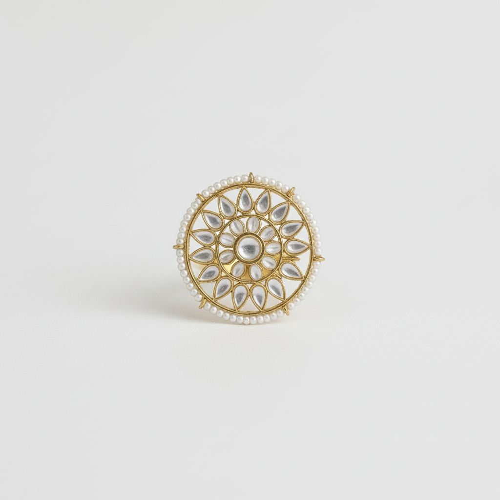 Kundan Pearl Ring
