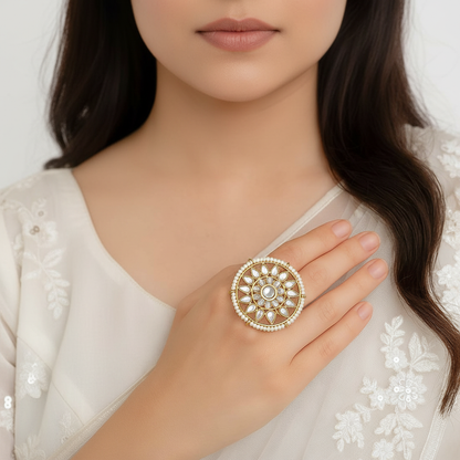 Kundan Pearl Ring