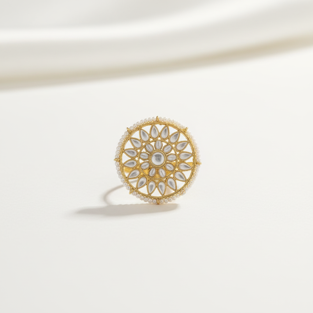 Kundan Pearl Ring
