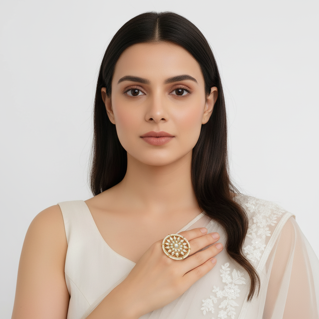 Kundan Pearl Ring
