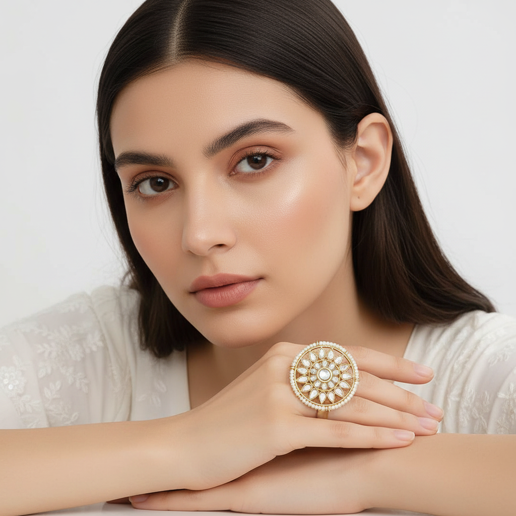 Kundan Pearl Ring