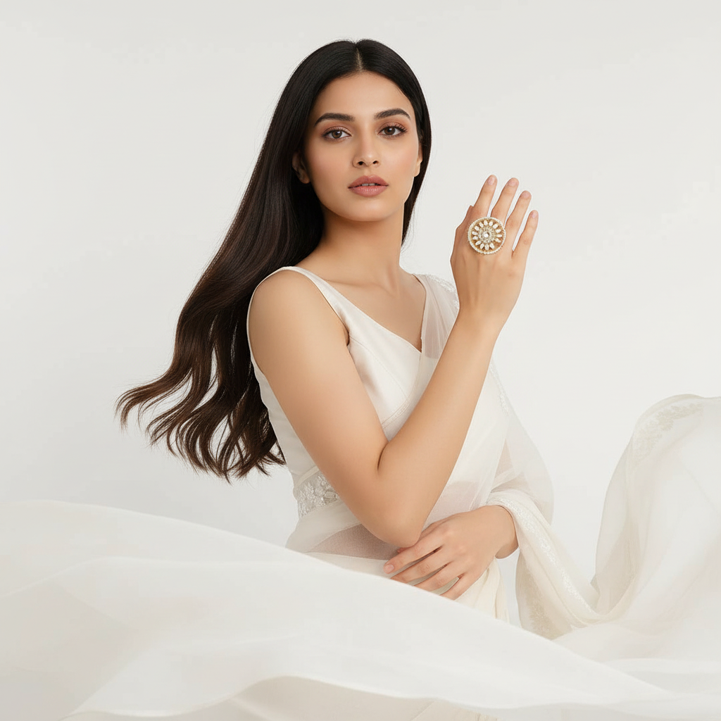 Kundan Pearl Ring
