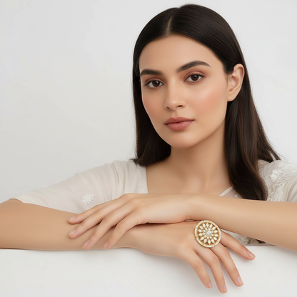 Kundan Pearl Ring