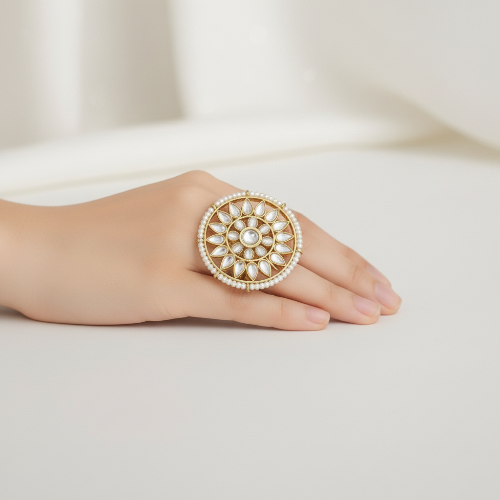 Kundan Pearl Ring